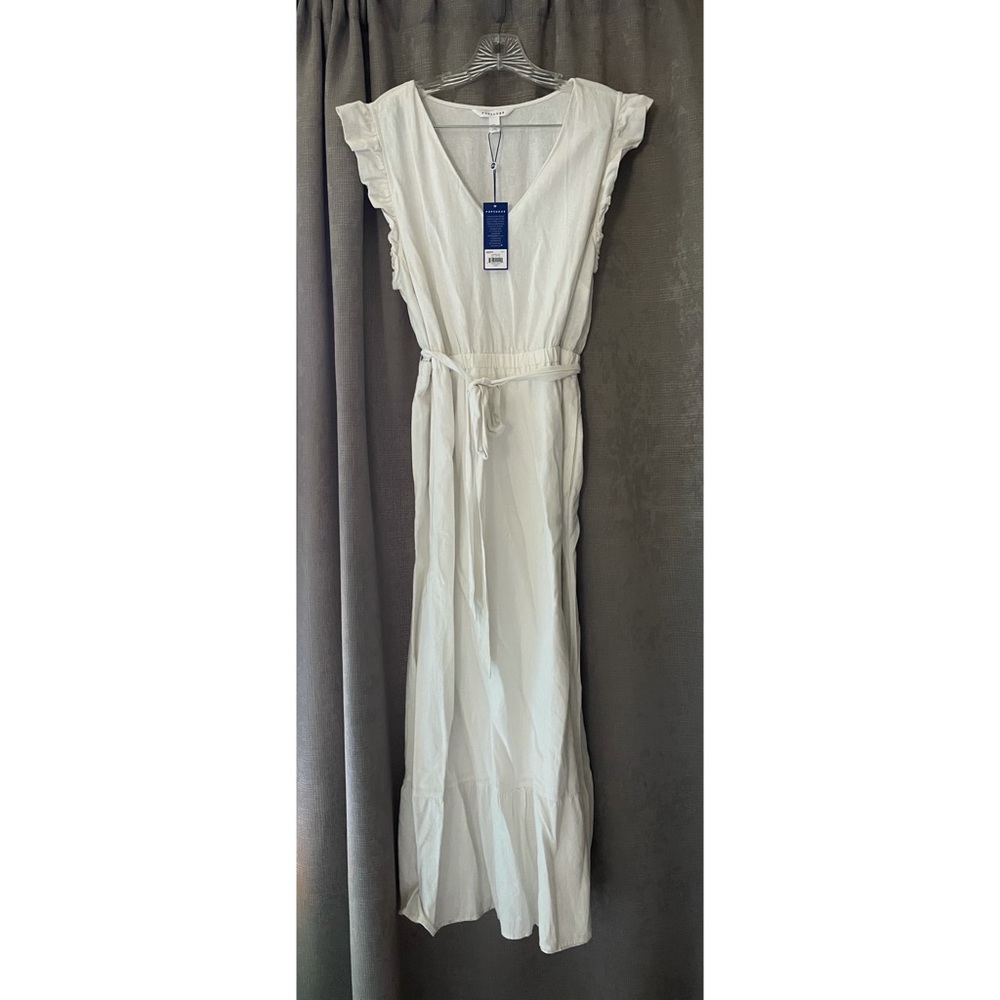 White linen boho dress